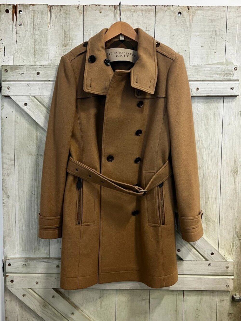 Burberry Beige Wool Dayesmoore Trench Coat Size 14